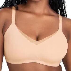 Honeylove LiftWear Crossover Bra 1X 40C 40D women’s nude mesh tan wireless